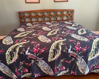 Drexel king headboard, king reversible comforter with shams 