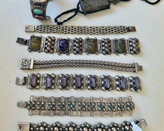 Loats of sterling Mexican bracelets
