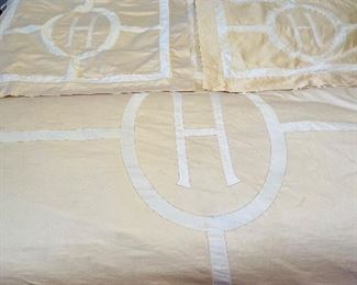 King Matouk bedding with initial “H”.  4 shams, king duvet cover