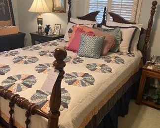 Queen bed and bedding