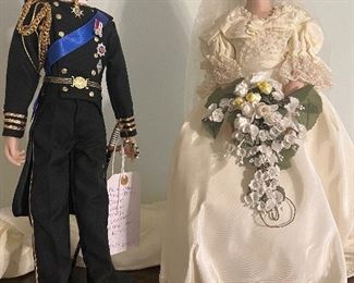 Princess Diana and Prince Charles wedding dolls with original boxes