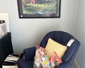 Schoolhouse print, cute navy swivel, dollhouse furniture