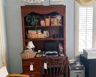 Desk and cabinet and tons of office supplies