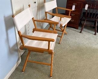 Pair of director style folding chairs