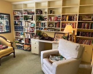 White glider, tons of books and board games, picture frames etc!