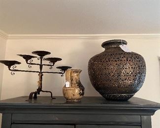 Jan Barboglio candelabra…a statement piece!! The pot on the right is hand engraved copper ❤️ It is heavy!!