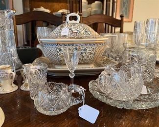 Italian Tureen, tons of crystal and cut glass