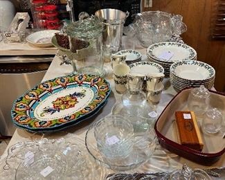 Trays, punch bowls, Christmas dishes, a very full kitchen!