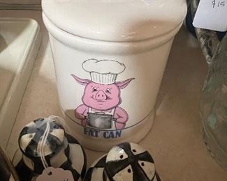 MacKenzie Childs S&P shakers, cute vintage Fat Can 