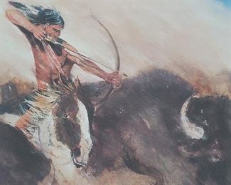 "Buffalo Hunter" by Barb Meikle Lithograph