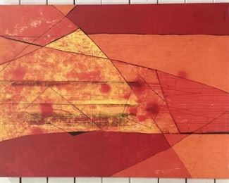 Abstract Print on Canvas, signed R. Griggs