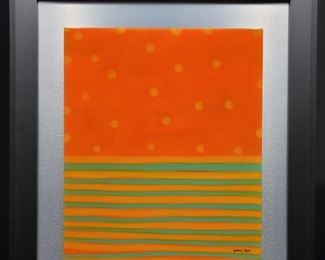 Abstract Paint on Glass by Martin Quen, Signed