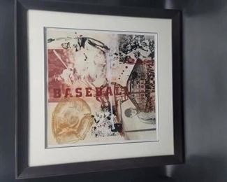 Lithograph Baseball. Unknown artist. 24X24"