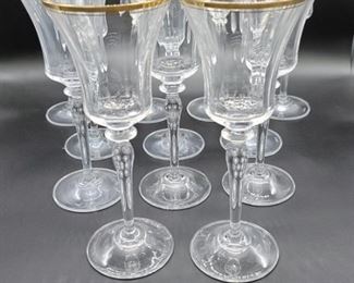 (12) Crystal Stems w/ Gold Rim by Mikasa, Marked