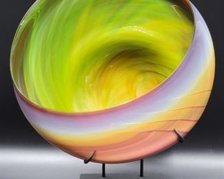 Aurora Glass Sculpture on Iron Stand by Elodie
Holmes