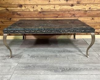 Tom Corbin Signed Bronze, Marble Top Coffee Table