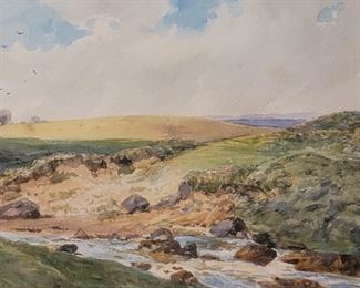 'Wimperins' Landscape Watercolor by Edward
Morison, signed. 