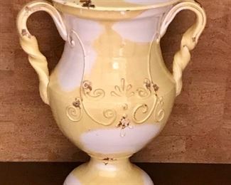 jar vase yellow and white