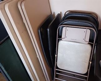 Folding chairs and folding tables