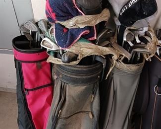 Golf clubs and bags
