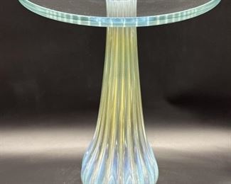 Iridescent Art Glass Table by Studio A of Poland
Irys Blue Ribbed