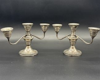 Pair Rogers Sterling 3-Candle Cadelabras, 1901-1