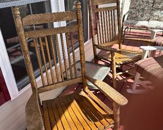 (2) Cracker Barrel Wood Outdoor Rockers