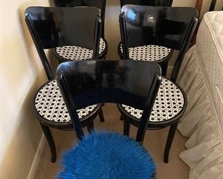set of 5 painted wood chairs