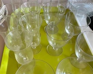 Glassware and MCM chartreuse tray