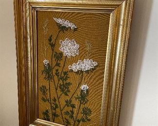 MCM crewel artwork - framed