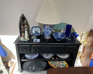 Black Sofa Table, Small Boat Shelf, Italian Platters