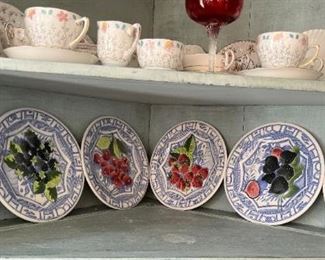 GIEN Fruit Plates, Cups & Saucers