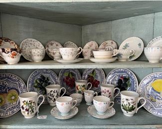 Cups & Saucers, GIEN Fruit Plates, Botanic Gardens Cups