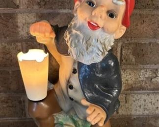 Vintage Light Up Garden Gnome / Holiday Display