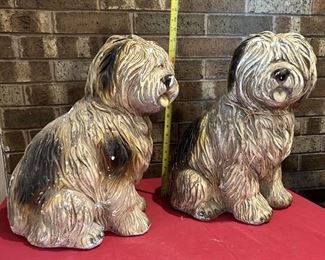 Pair Large Scale Old English Sheepdog Figurines
