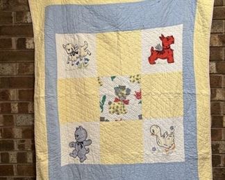 Vintage Nursery Quilt, Animal Theme