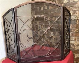 Metal w/ Mesh 3-Section Folding Fireplace Screen