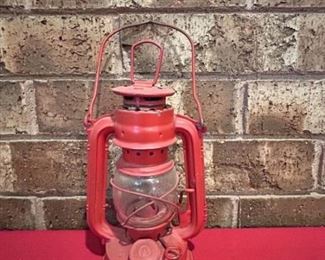 Vintage Red Metal Aladdin Oil Lamp