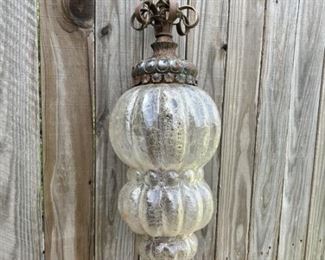 Vintage Glass & Metal Hanging Light Fixture
