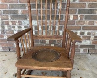 Antique Oak Pressed Back Rocking Chair