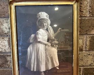 Framed Print of Young Girl in Antique Style Dress