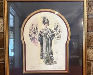 Antique French Fashion Framed Print