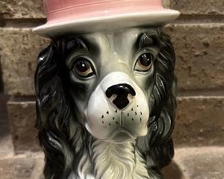 Vintage Spaniel in a Pink Hat Figurine