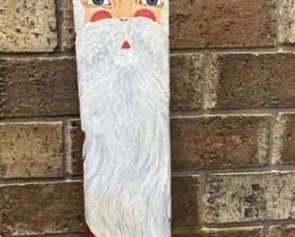 Tall Carved Wooden Santa Figurine