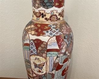 Antique Japanese Satsuma Vase is 16in t