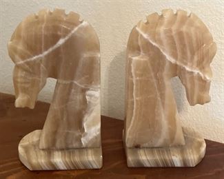 (2) Onyx Horse Head Bookends are 5.5 inches tall