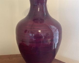 Red Lacquered Bamboo Vase