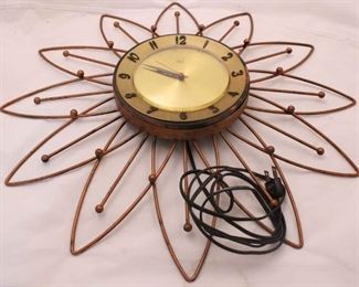 2x - Lux Mid-century metal starburst wall clock 19" diameter
