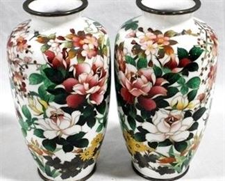 8 - Pair 7.5" porcelain floral vases
