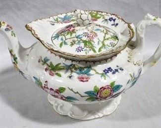 9 - Asian motif ironstone teapot signed M & B 10.5 x 6.5
